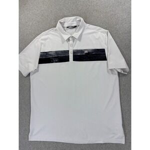 Travis Mathew Performance Short Sleeve Striped Polo Shirt (Men's XL) White